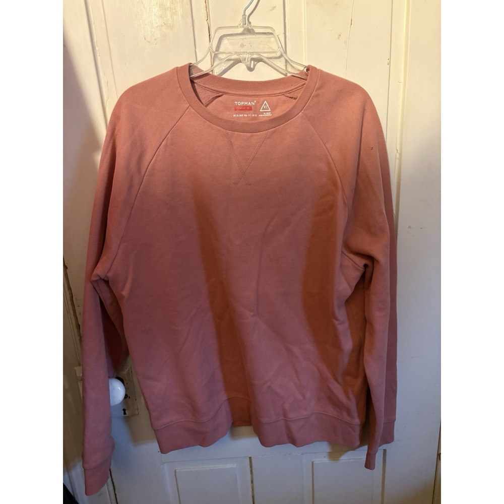 TOPMAN Pink Crewneck Sweatshirt Mens XL Pullover Minimalist Streetwear